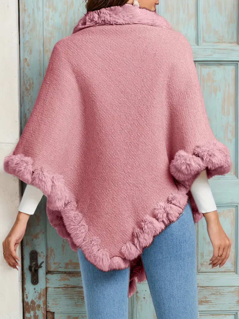 Pälskrage Våfflad Poncho | Tillsammans mot Bröstcancer