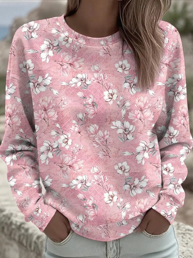Blommönster Sweatshirt | Tillsammans mot Bröstcancer