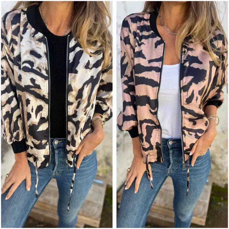 Merna™ - Zebra mönstrad Bomberjacka