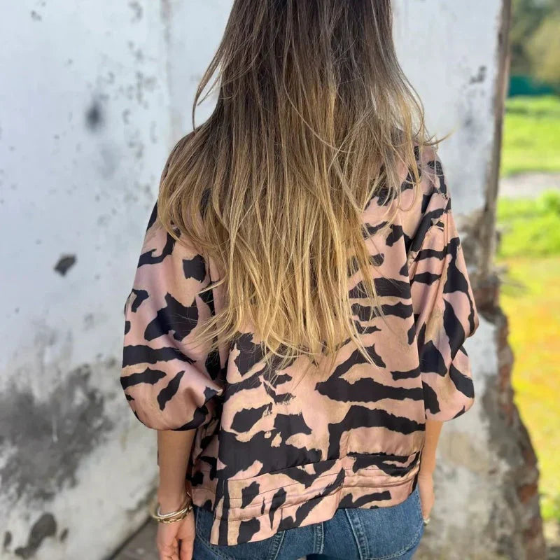 Merna™ - Zebra mönstrad Bomberjacka