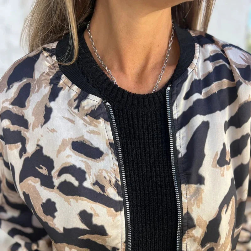 Merna™ - Zebra mönstrad Bomberjacka