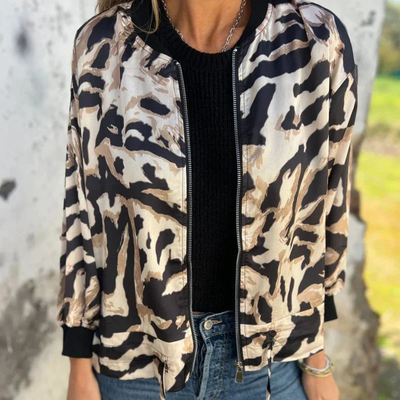 Merna™ - Zebra mönstrad Bomberjacka