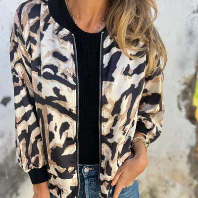 Merna™ - Zebra mönstrad Bomberjacka